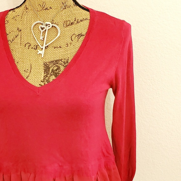 •French Connection•Deep red l/s  vneck•Small•EUC - Picture 2 of 16